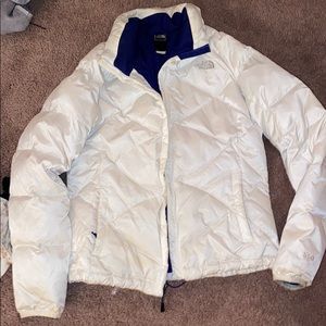 The North Face white puffer jacket